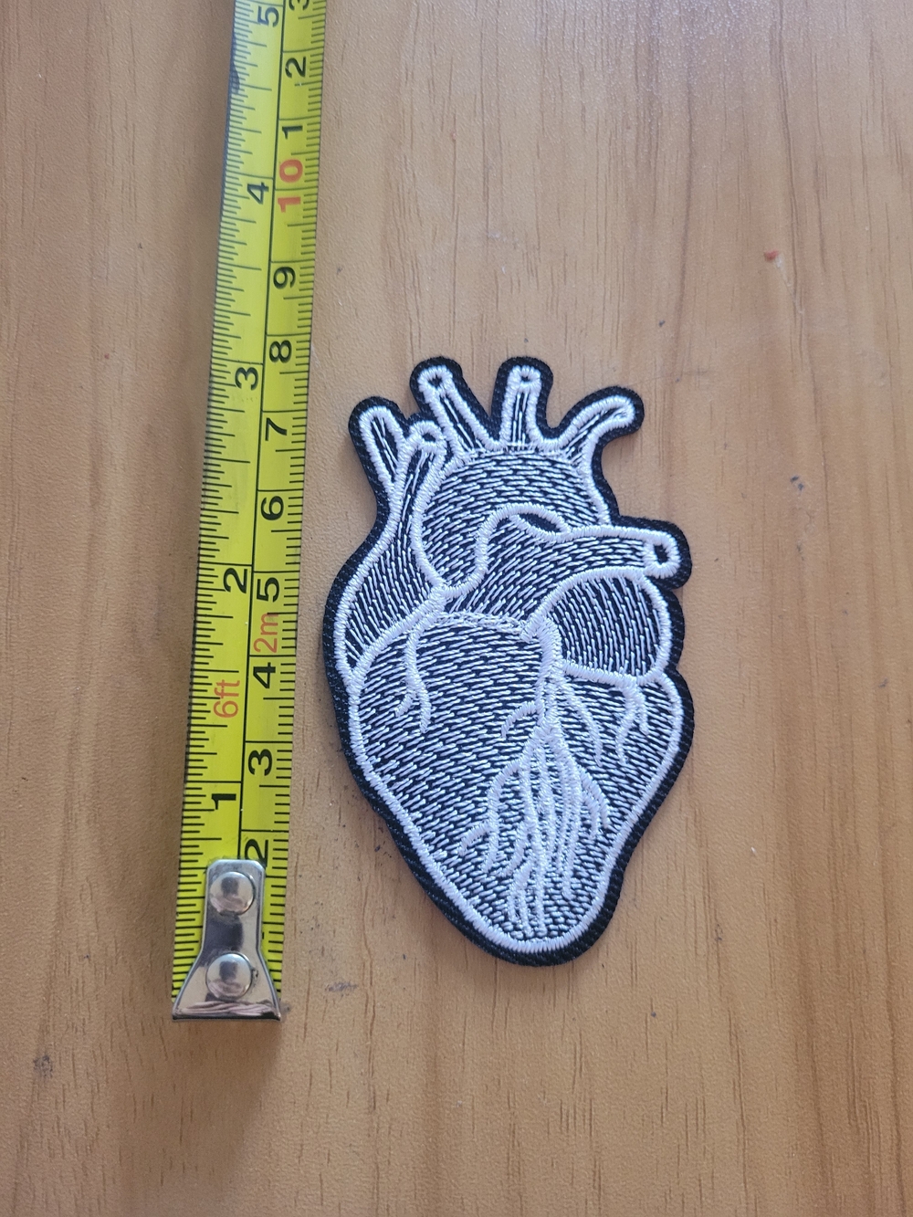 🎃BUY 2 GET 1 FREE🎃Black & White Anatomical Heart Embroidered Patch